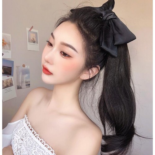 Wig women photos shooting curly hair extension bowknot long hair wig ponytail braid clip-on ponytail wig female wig braid
